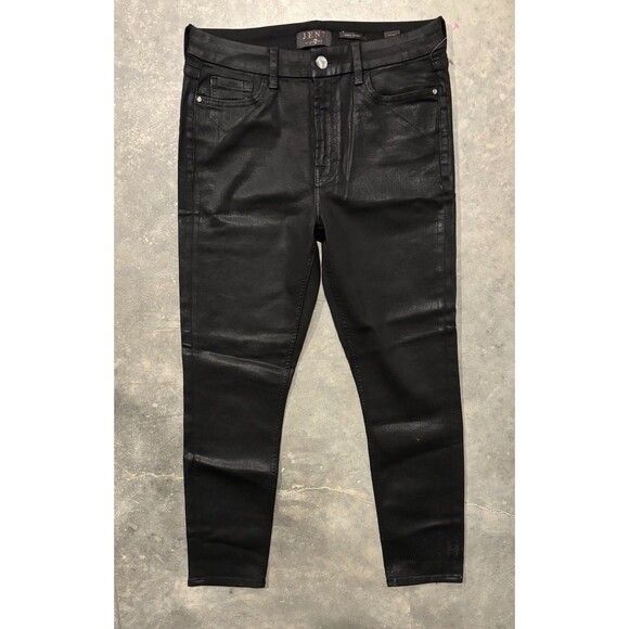 Jen7 by 7 for All Mankind Womens 10 Black Denim Shiny Pants Ankle Skinny Jeans - Picture 1 of 5